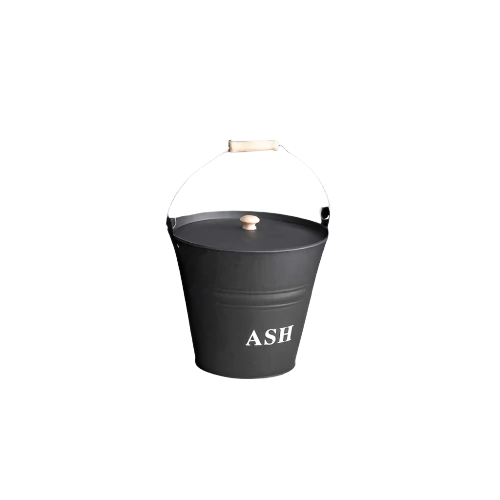 10 Litre Black Metal Ash Bucket with Lid and Handle – Log Holder for Fireplace – IndianGroceryUK