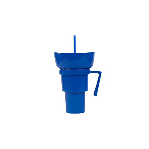 Blue 2-in-1 Snack and Drink Cup – Reusable Party Tumbler with Lid and Straw