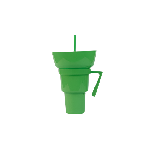 Green 2-in-1 Snack and Drink Cup – Reusable Tumbler with Straw for Parties and Kids