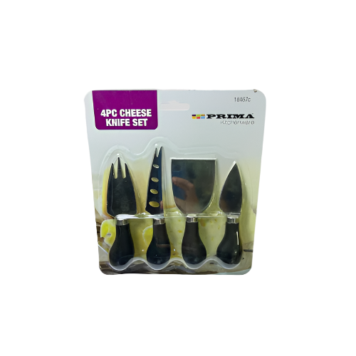 4-piece cheese knife set with wooden handles
