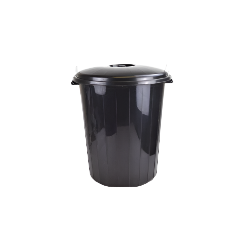 70 Litre Black Plastic Dustbin with Lid – Round Waste Bin – IndianGroceryUK