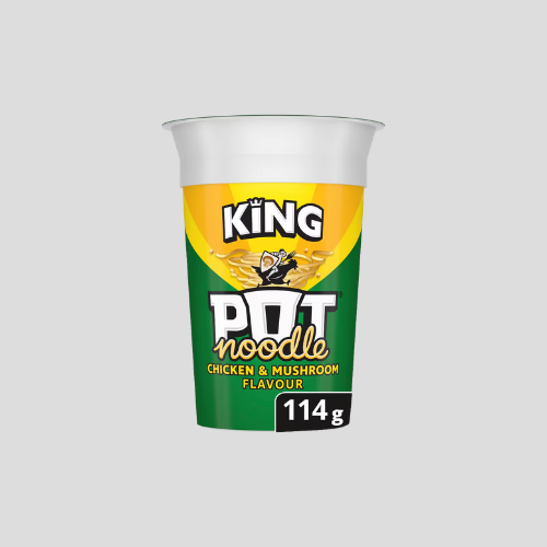 Pot Noodle Chicken & Mushroom Instant Noodles King Pot 114g - Quick & Tasty | Only £1.89 at IndianGroceryUK