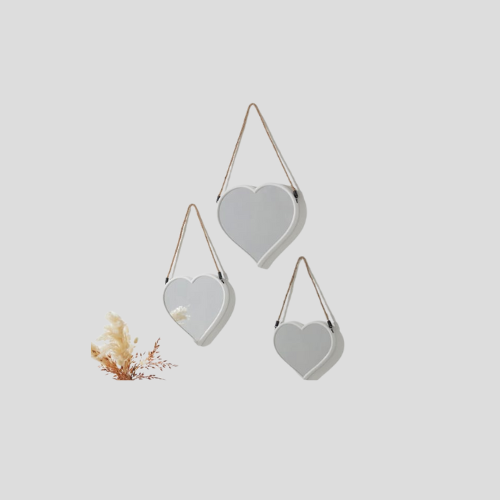 Trio of Heart Rope Hanging Mirrors