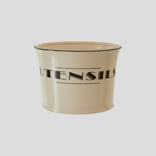 Interiors By Premier Cream Dolomite Kitchen Utensil Holder – Black Art Deco Cutlery Pot for £19.99 | IndianGroceryUK