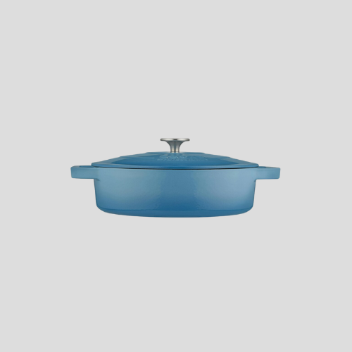 Cooks Professional 28cm Shallow Cast Iron Casserole – 4.3L Capacity, Enamelled Inside & Out, Graduated Blue – Only £65
