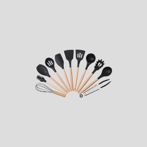 Living and Home Silicone Kitchen Utensil Set 11 Pieces – Black for £17 | IndianGroceryUK