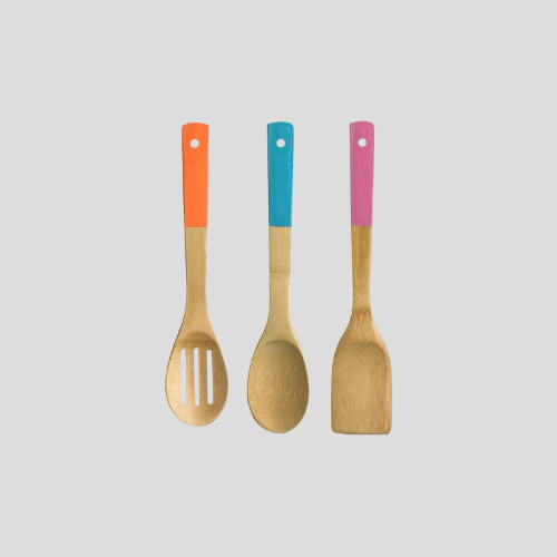 Essentials by Premier Aleki 3pc Bamboo Kitchen Utensil Set with Coloured Handles for £17.99 | IndianGroceryUK