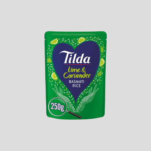 Tilda Lime & Coriander Steamed Basmati Rice 250g – Zesty, Fragrant Rice for Just £1.40 at IndianGroceryUK