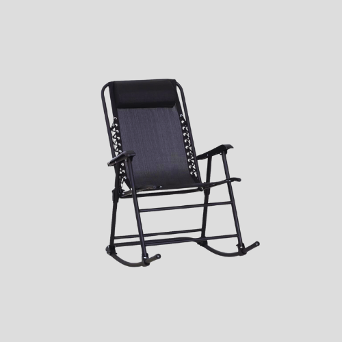 Outsunny Folding Rocking Chair - Comfortable Black Chair for Relaxation - Only £50