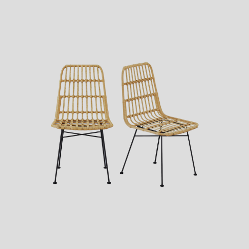 VonHaus Richmond Set of 2 Rattan Dining Chairs - Elegant & Durable Seating - Only £130.99