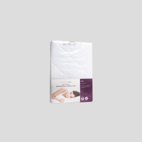 Essential Living Anti-Allergy Quilted Pillow Protector Pair: Sleep Comfort & Protection