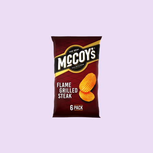 McCoy's Flame Grilled Steak Crisps 6X25g - Bold and Smoky Snack Delight