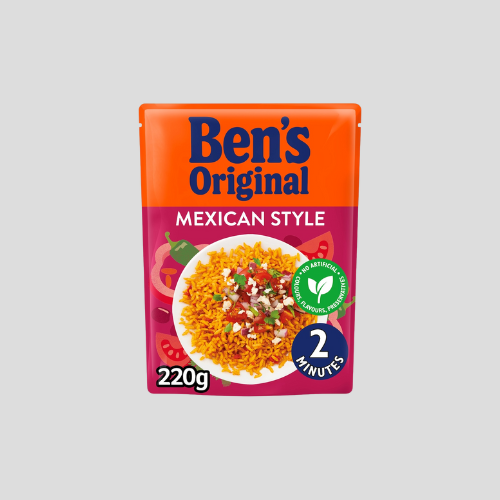 Ben's Original Mexican Style Microwave Rice 220g - Quick & Flavorful | Only £1.60 at IndianGroceryUK