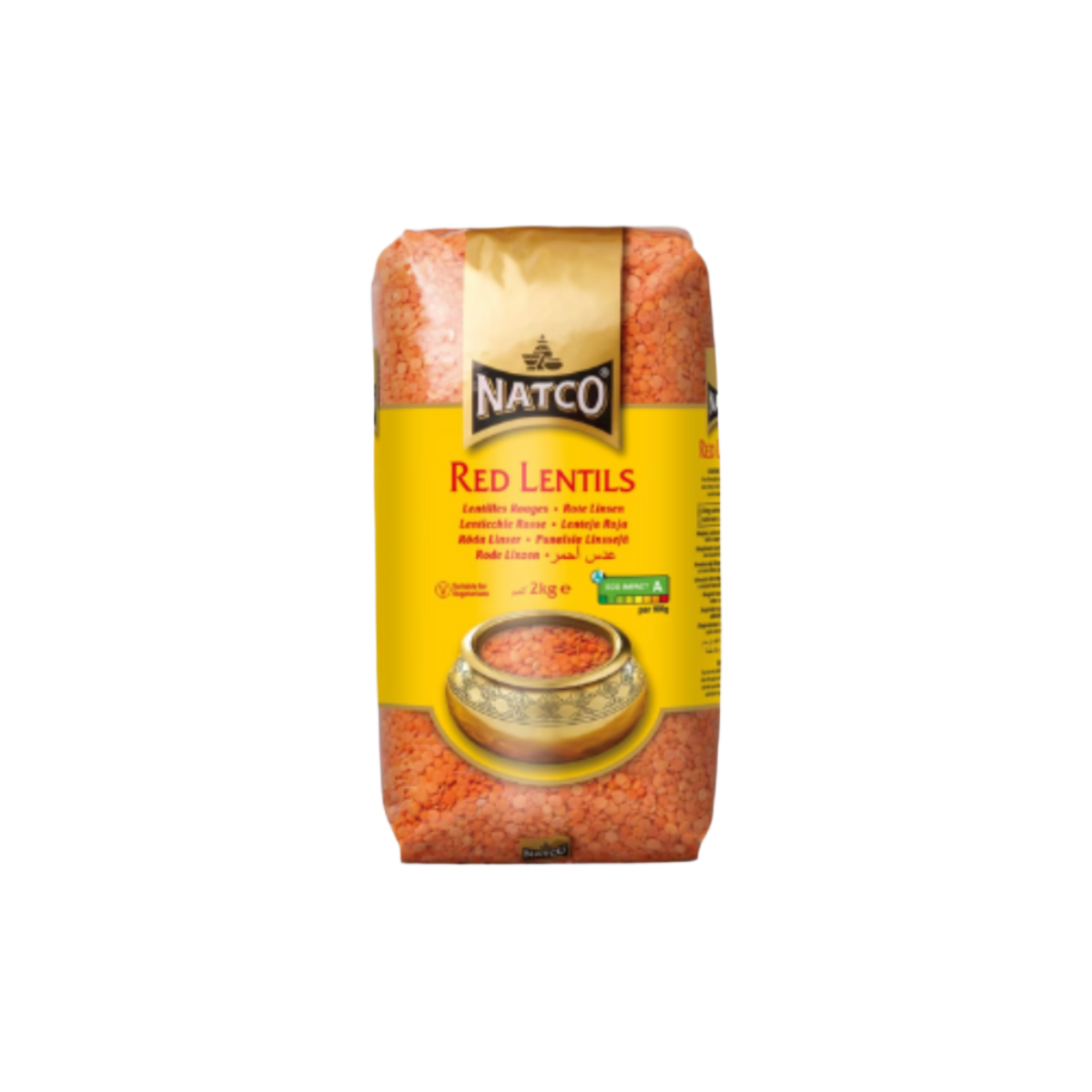 Natco Premium Red Lentils 2Kg Bag - High-Protein & Vegan Friendly