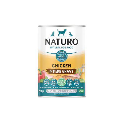 Naturo Grain Free Chicken Wet Dog Food 390g Tin – UK Packaging