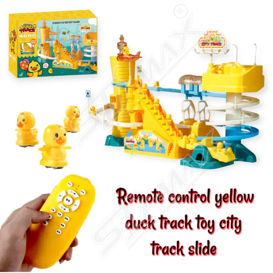 Battery-Powered Remote Control Yellow Duck Track Toys