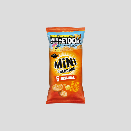 Jacob's Mini Cheddars Original Multipack 6 x 23g – Only £1.99 | Deliciously Baked Cheddar Snack