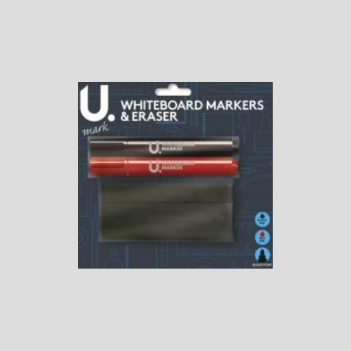White Board Marker & Eraser Set - Red and Black Markers for £2.99