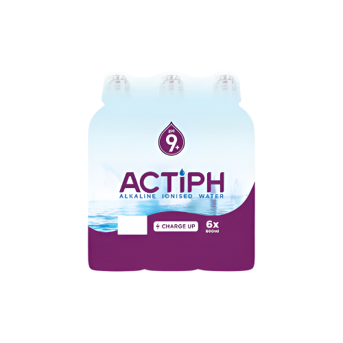 Actiph Alkaline Ionised Water 6x600ml – Premium Hydration with Health Benefits