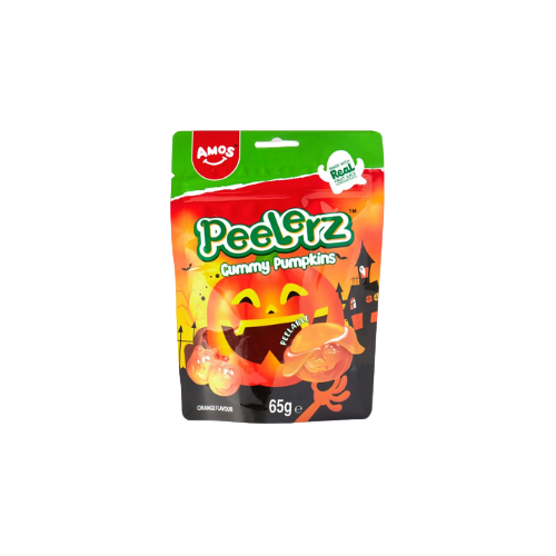 Amos Peelerz Gummy Pumpkins 65g – Halloween Fruit Gummies from IndianGroceryUK