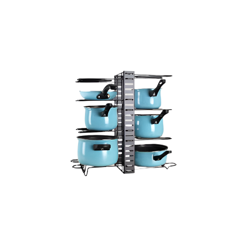 Buckingham Multi-Function Pan and Pot Organising Rack – Adjustable Black Metal Kitchen Shelf