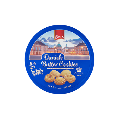 Bisca Danish Butter Cookies 454g – Classic Buttery & Crispy Cookies in a Tin