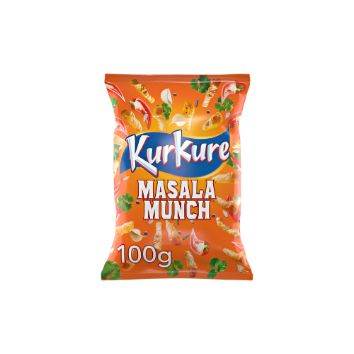 Kurkure Masala Munch 100g – Crispy, Spicy & Flavorful Indian Snack.