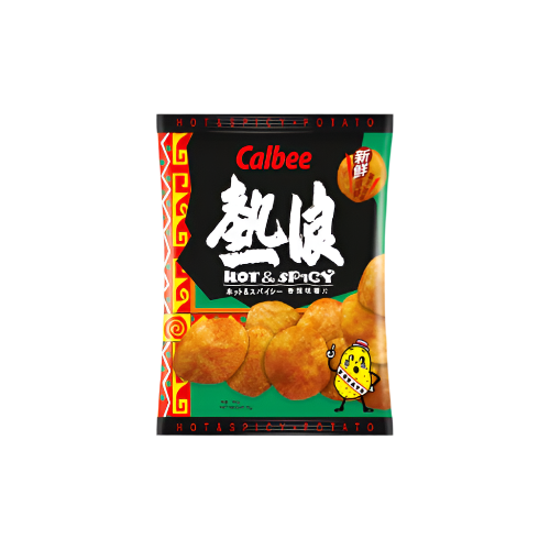 Calbee Hot & Spicy Potato Chips 55g – Crispy Asian Snack with Fiery Flavor