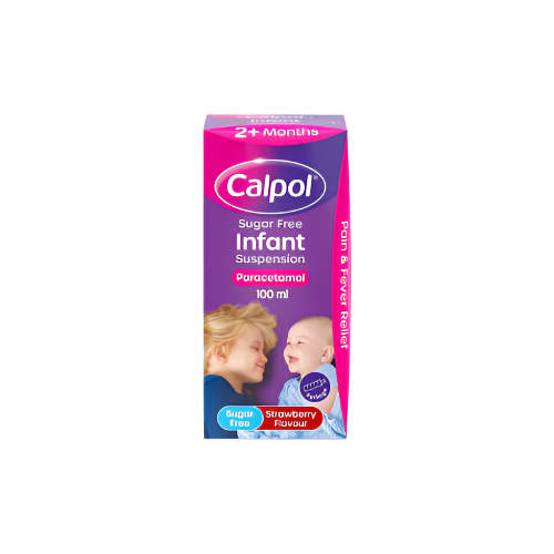 Calpol Infant Sugar-Free Oral Suspension 100ml – Paracetamol Pain & Fever Relief for Babies 2+ Months
