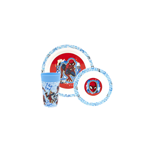 Disney Spider-Man Blue Plastic Dinner Set for Kids – 3 Piece – Indian Grocery UK