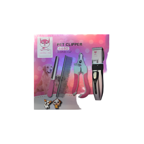 Dog Grooming Clipper Set – 4-Piece Rechargeable Pet Trimmer Kit with Combs & Brush