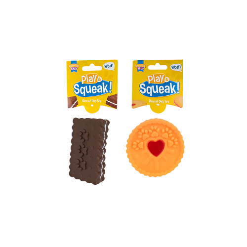 Dog Toy Squeaky Biscuit Cookie Design – Assorted Fun Chew Toy for Dogs
