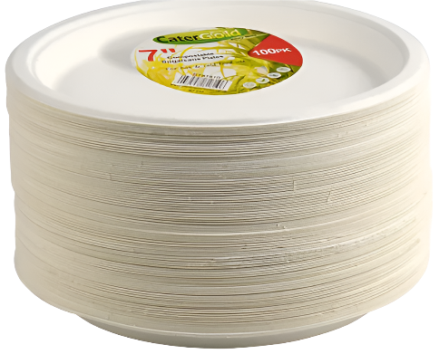 EcoServe 7-inch Compostable Sugarcane Plates – 100-Pack Biodegradable Disposable Plates – Plastic-Free