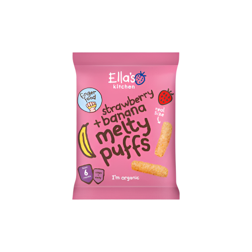 Ella's Kitchen Melty Puffs Strawberry Banana 20g – Healthy Snack for Babies