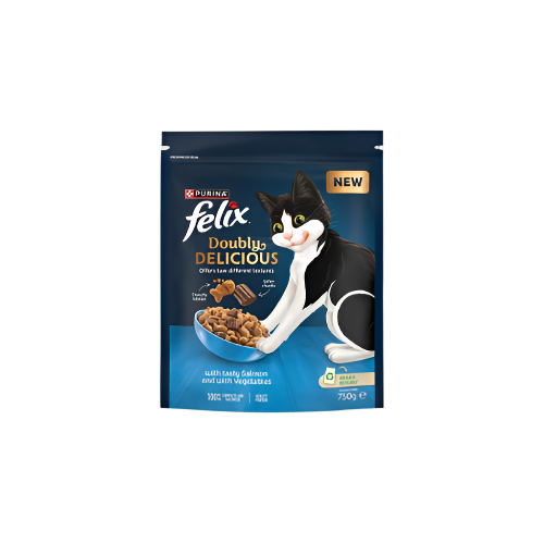 Felix Doubly Delicious Dry Cat Food: Salmon & Vegetables 750g – Balanced Nutrition