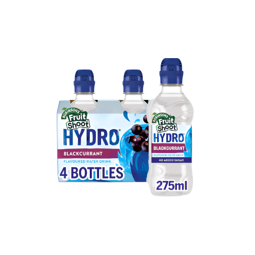 Fruit Shoot Hydro Blackcurrant Juice Drink 4x275ml – No Added Sugar, Hydrating & Healthy