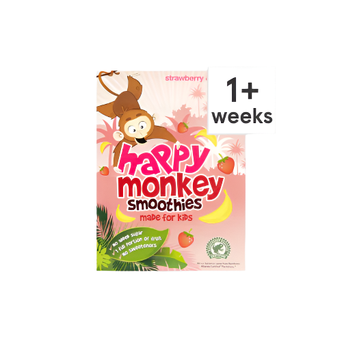 Happy Monkey Smoothies Strawberry & Banana 4 x 180ml – Natural Fruit, No Added Sugar
