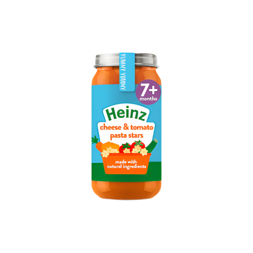 Heinz Cheese & Tomato Pasta Stars Baby Food Jar 200g – Soft & Tasty for Babies