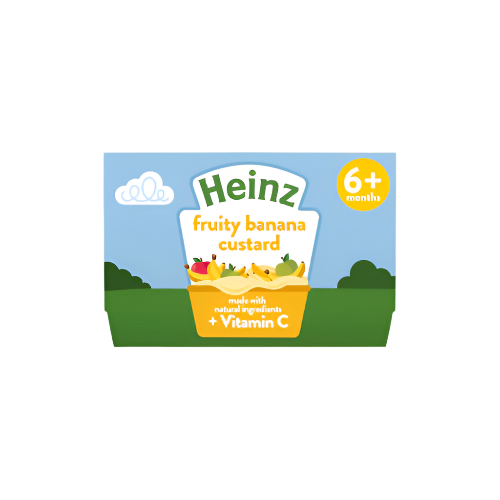Heinz Fruity Banana Custard Baby Food Dessert Pots 4 x 100g – Creamy & Nutritious Dessert for Babies 6+ Months