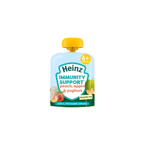 Heinz Peach, Apple & Yoghurt Immunity Support Baby Food Pouch 6+ Months – 85g | Healthy Weaning Snack