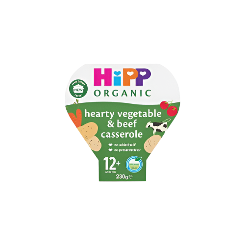 HiPP Organic Hearty Vegetable & Beef Casserole Toddler Tray Meal 12+ Months – 230g | Nutritious Toddler Meal