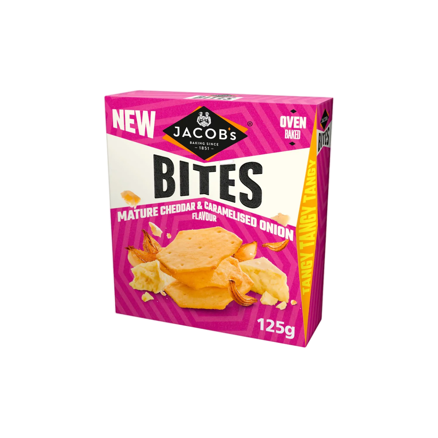 Jacob's Bites Mature Cheddar & Onion Crackers 125g Pack – Crunchy Snack UK