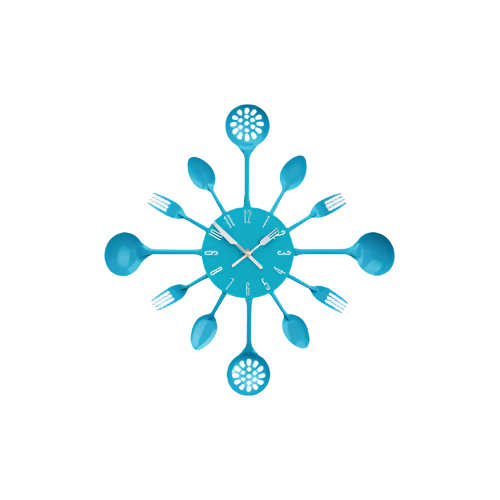Maison by Premier Romero Blue Cutlery Wall Clock – 34cm Modern Kitchen Wall Clock with Fork & Spoon Design