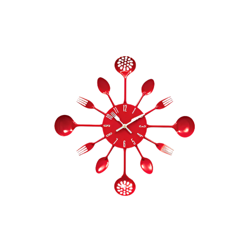 Maison by Premier Romero Red Cutlery Wall Clock – 34cm Modern Kitchen Wall Clock with Fork & Spoon Design