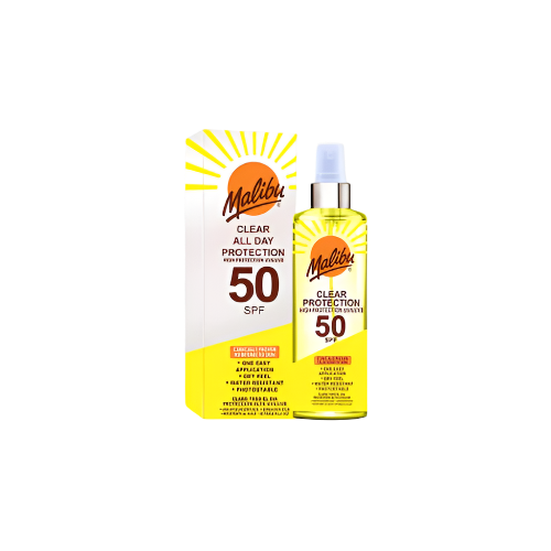 Malibu SPF50 Sun Clear Spray 250ml – High Protection Sunscreen Bottle