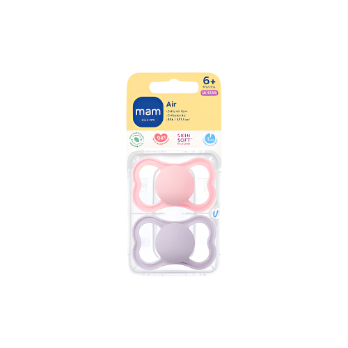 MAM Air Soothers for Babies 6+ Months – BPA-Free Orthodontic Pacifier 2-Pack with Airflow Design
