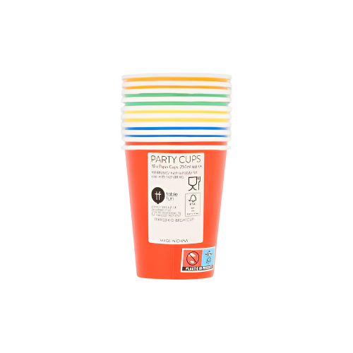 10 Multi-Coloured Reusable Plastic Party Cups – Assorted Bright Colours