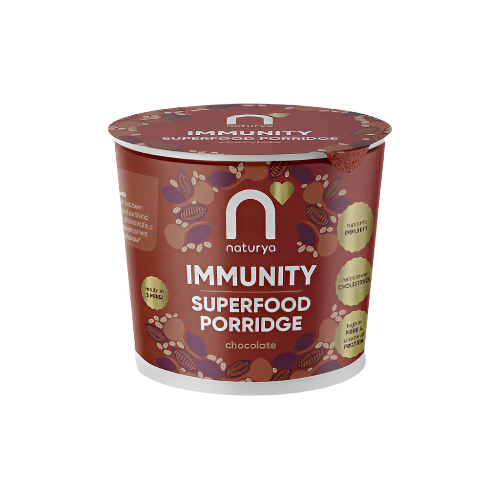 Naturya Immunity Superfood Porridge Chocolate 55g – organic vegan porridge with cacao and immune-supporting vitamins