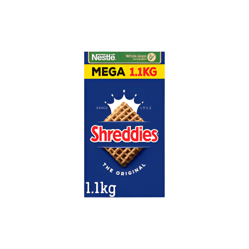 Nestlé Shreddies Original Cereal 1.1kg box – whole grain breakfast squares high in fibre and iron