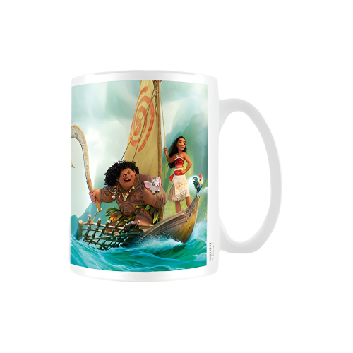 Ocean Explorer Mug – 350ml Ceramic Coffee Cup with Island Boat and Ocean Illustration